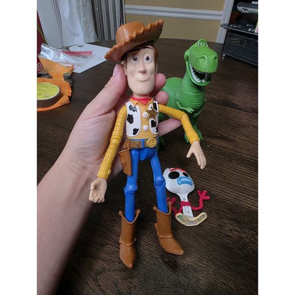 Toy Story Action Figures Lot of 3 Woody, Rex & Spone Forky Disney Pixar VIDEO - Picture 16 of 16